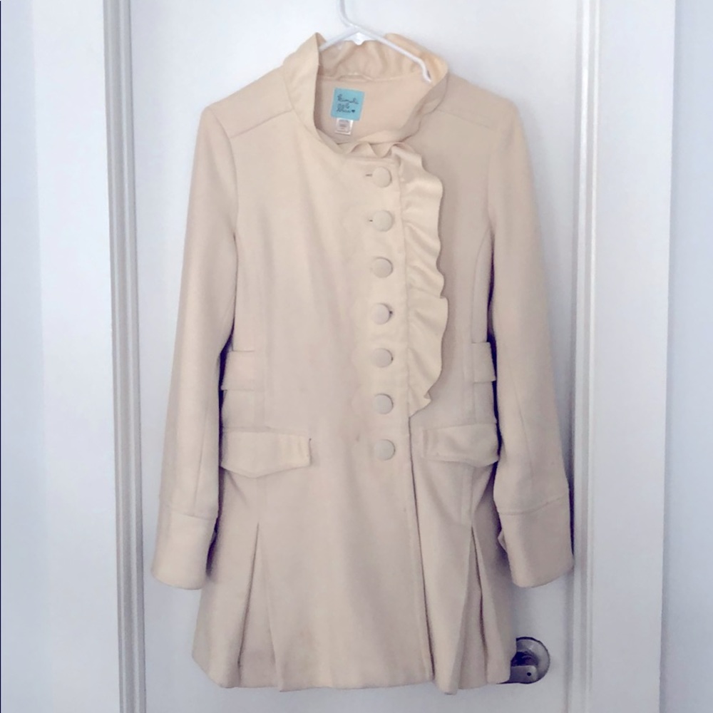 Kimchi & Blue Ruffled Ivory Pea Coat